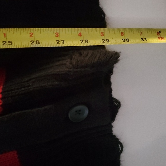 Dolls Kill Widow Black Red Stripe Button Cardigan Size Small Oversized Distress - Picture 9 of 9
